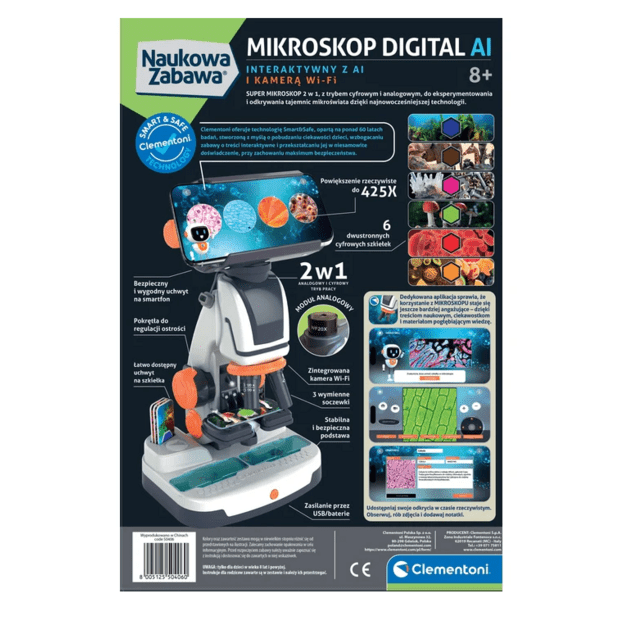 Scientific Fun Interactive Digital Microscope with AI and Wi-Fi Camera Clementoni 50406