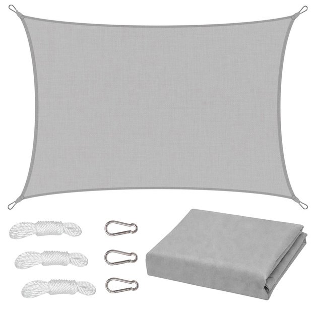 Rectangular Garden Sun Shade Sail, Waterproof, Gray, 300x400 cm