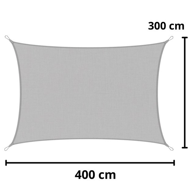Rectangular Garden Sun Shade Sail, Waterproof, Gray, 300x400 cm