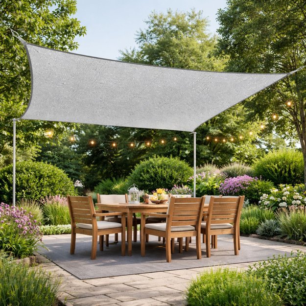 Rectangular Garden Sun Shade Sail, Waterproof, Gray, 300x400 cm