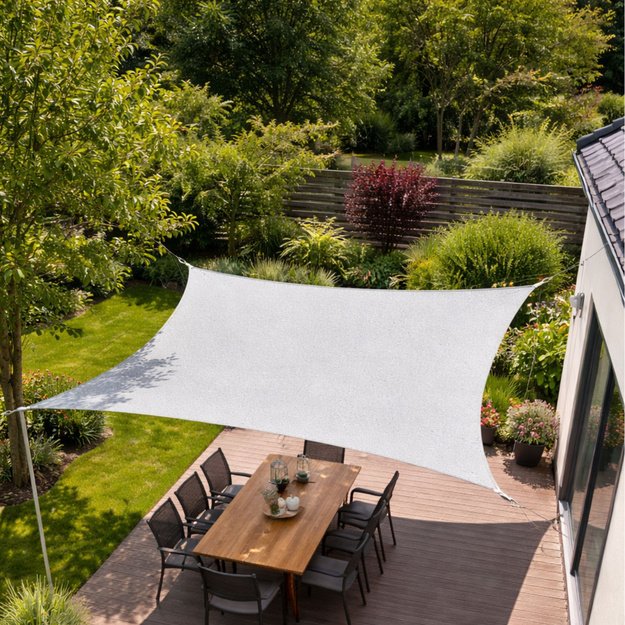 Rectangular Garden Sun Shade Sail, Waterproof, Gray, 300x400 cm