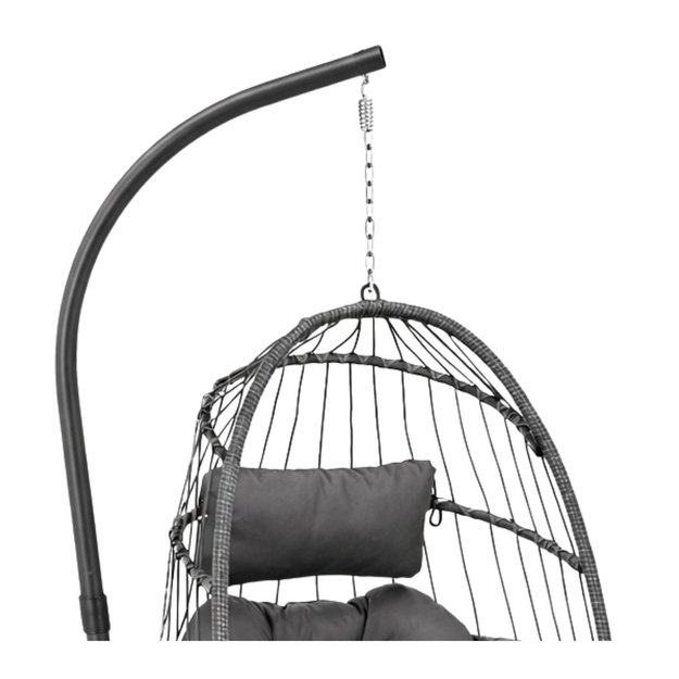 LEAN Hanging Rocking Chair Garden Cocoon Cushions Swing Brown Frame
