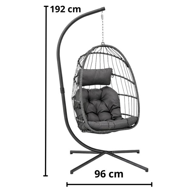 LEAN Hanging Rocking Chair Garden Cocoon Cushions Swing Brown Frame