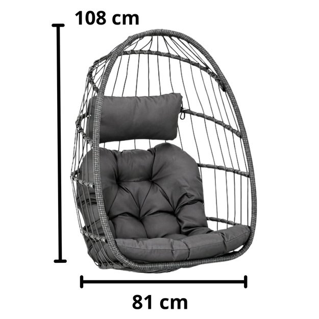 LEAN Hanging Rocking Chair Garden Cocoon Cushions Swing Brown Frame
