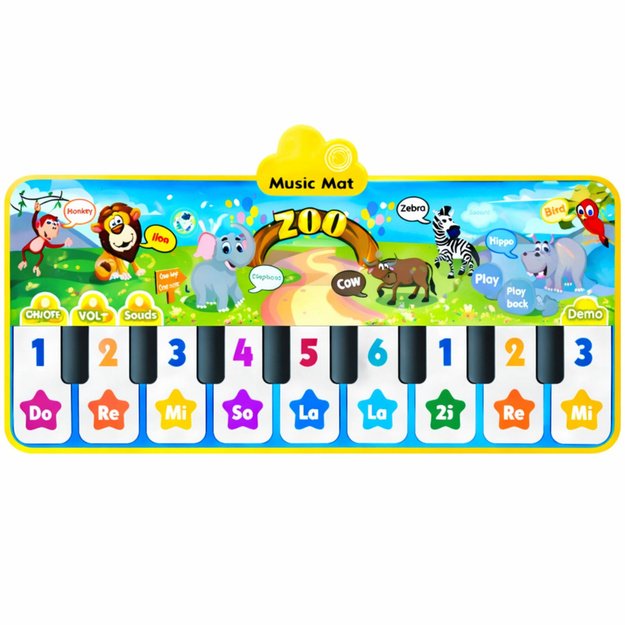 Interactive Dance Mat Piano Zoo Animals 10 Melodies 126 cm