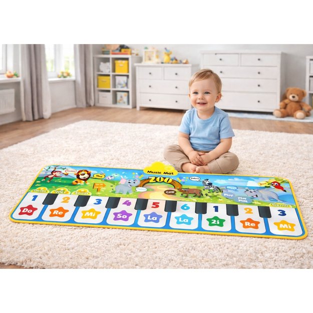 Interactive Dance Mat Piano Zoo Animals 10 Melodies 126 cm