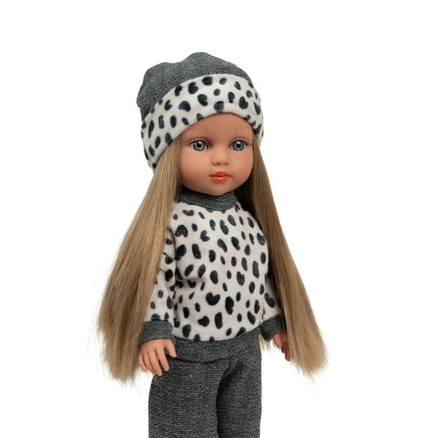 Arias lėlė mergaitė Carlota pilkais rūbeliais, 36 cm