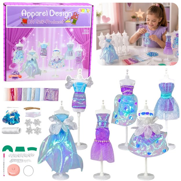 DIY Doll Dress Sewing Kit Little Fashion Designer 143 pcs.