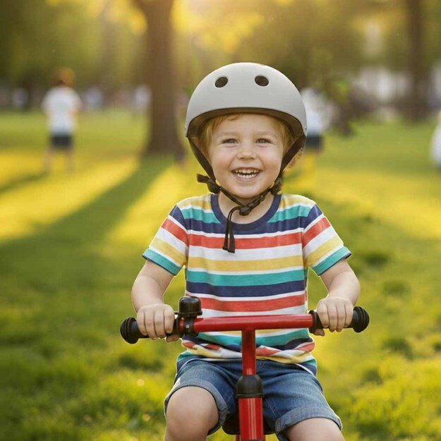 Kask rowerowy dla dziecka Trike Fix dziecięcy regulowany LED M 55-58cm szary ciemny
