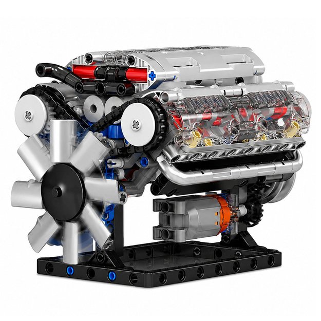 Construction Blocks V8 Engine Mechanical Model Moving Pistons 552 pcs.