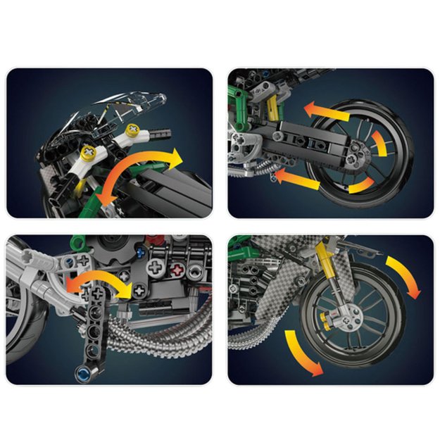 Construction Bricks Racing Motorcycle Sports Black 656 pcs.