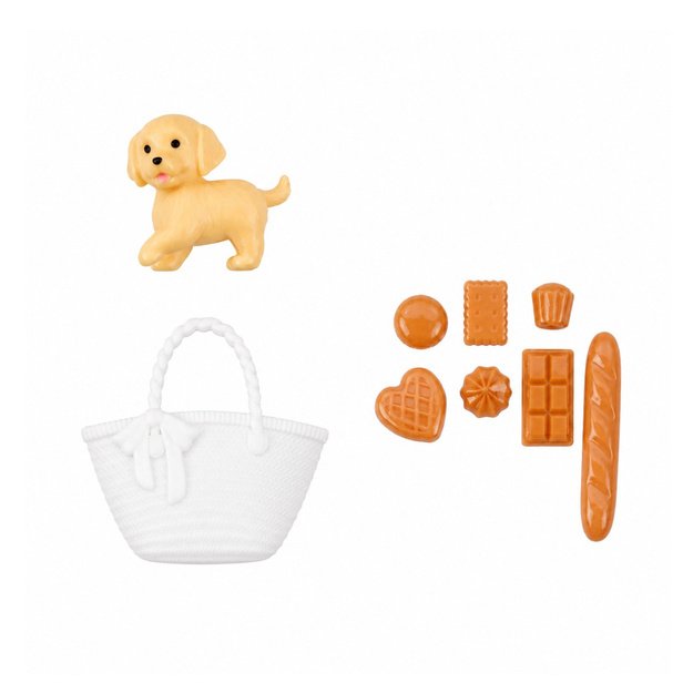 Anlily Doll with Dog, Floral Dress, Bag, Snacks, Accessories Set