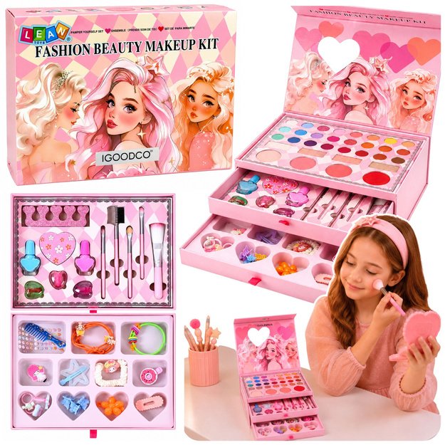 Makeup Cosmetics Case Set for Children Pink Box