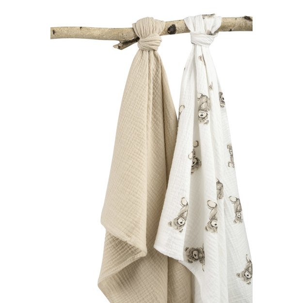 DIAPER CRUSHED MUSLIN 60X75 2-PACK TEDDY BEIGE