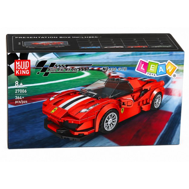 Construction Bricks Sports Car Racing Display Case Red 364 pcs.
