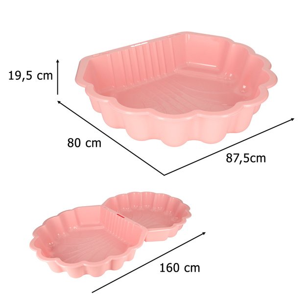 Uždara dviguba smėlio dėžė–baseinas „Shell Twins“ 2 viename, 160 × 87,5 × 19,5 cm, rožinė
