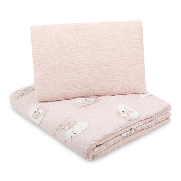 COT SET MUSLIN BEAR AND RABBIT