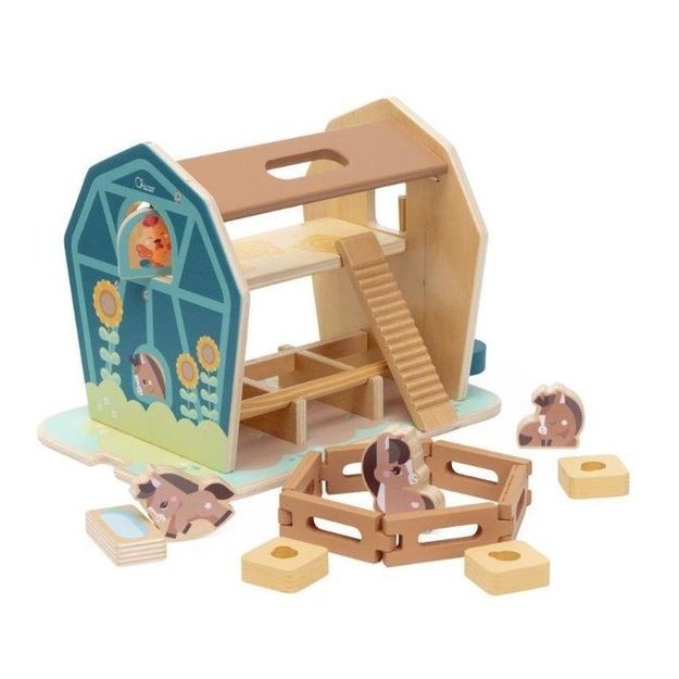 180028 WOODEN FARM WITH PONY