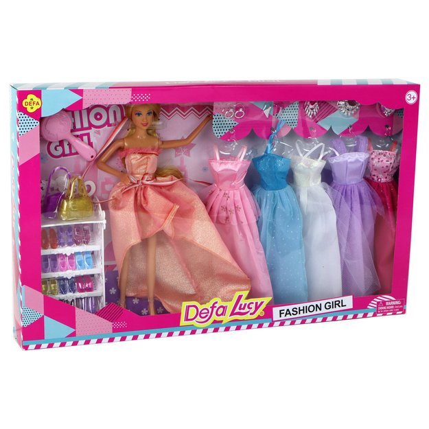 Children s Doll Long Blonde Hair Wardrobe Shoes Dresses Accessories