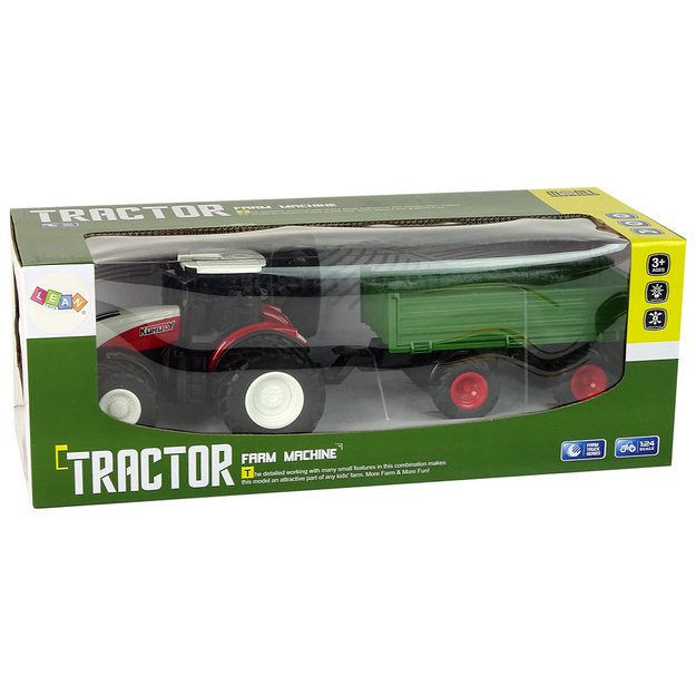 RC vilkikas su priekaba 1:24 raudonai žalias