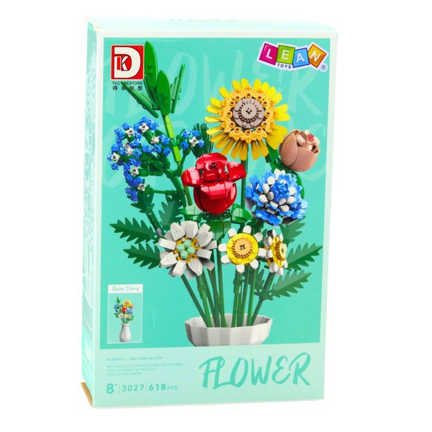 Construction Blocks Bouquet Flowers In Vase Colorful 618el 2