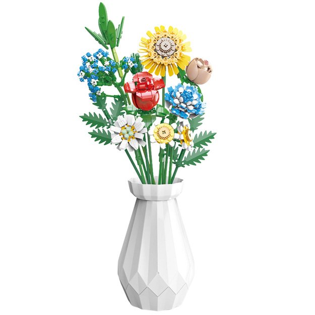 Construction Blocks Bouquet Flowers In Vase Colorful 618el 1