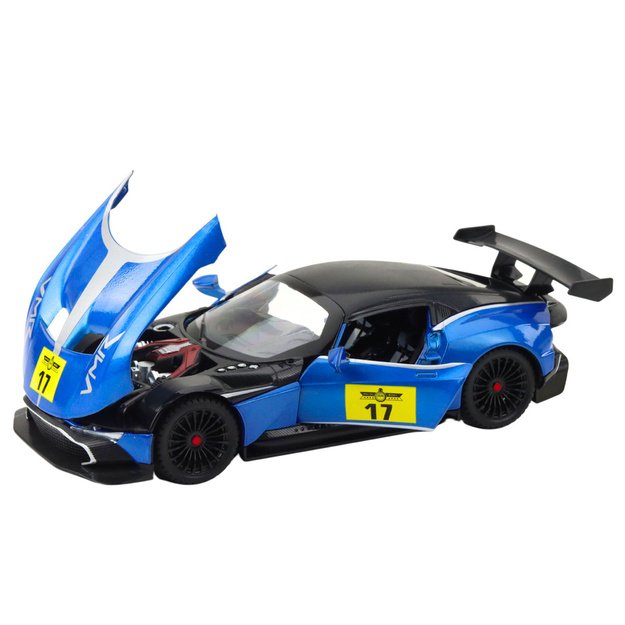 Metal Sports Car Lights Sounds Drive Blue 1:22 3