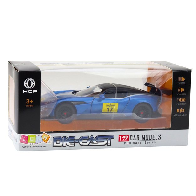Metal Sports Car Lights Sounds Drive Blue 1:22 4