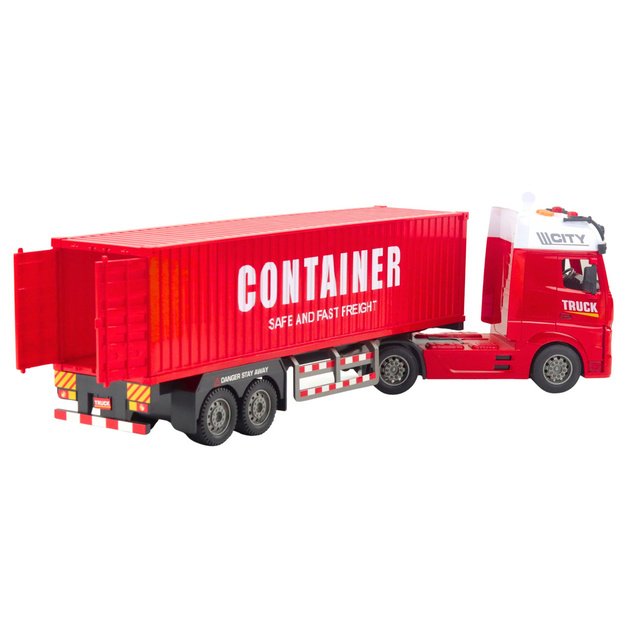 Transport Truck With Container Lights Sounds Red 1