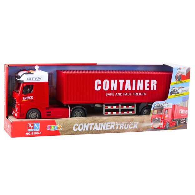 Transport Truck With Container Lights Sounds Red 3