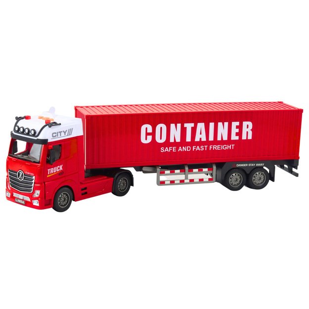 Transport Truck With Container Lights Sounds Red 2