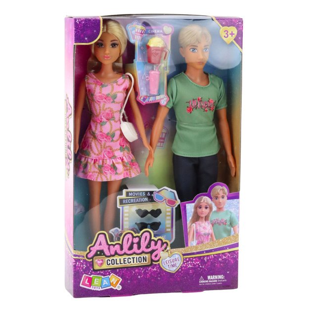 Anlily Doll Set Girl with Boy Accessories Glasses Handbag 3