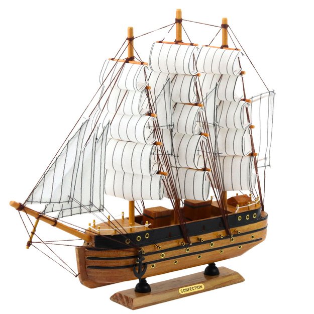 Collectible Model Decorative Three-masted Sailing Ship White 39x36cm 1