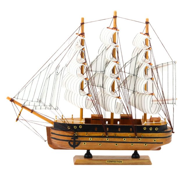 Collectible Model Decorative Three-masted Sailing Ship White 39x36cm 2
