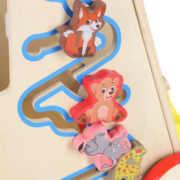 Vaikiškas vežimėlis medinis lavinamasis kubas 6in1 39