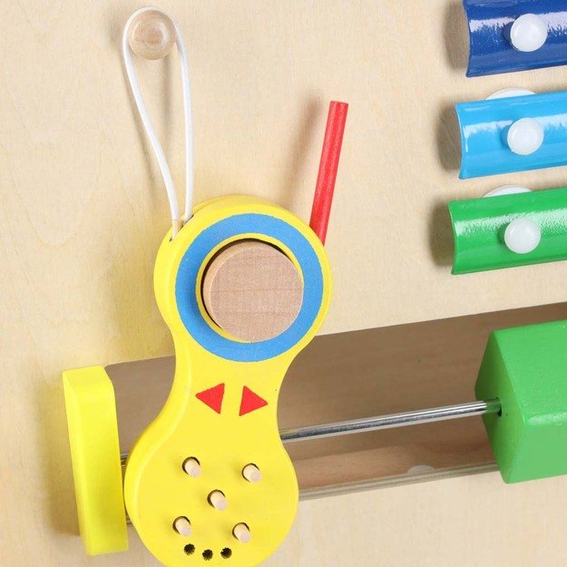 Vaikiškas vežimėlis medinis lavinamasis kubas 6in1 43