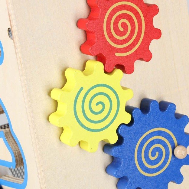 Vaikiškas vežimėlis medinis lavinamasis kubas 6in1 35