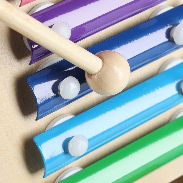 Vaikiškas vežimėlis medinis lavinamasis kubas 6in1 40