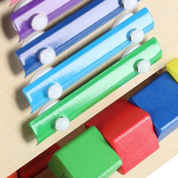 Vaikiškas vežimėlis medinis lavinamasis kubas 6in1 38