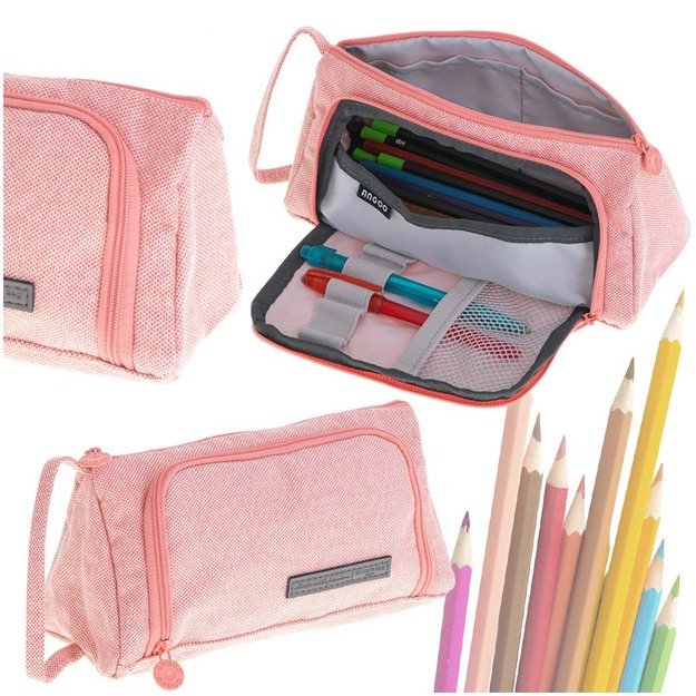 Mokyklinis pieštukinis dėklas su dvigubu paketėliu tuštybės dėklas rožinės spalvos 26