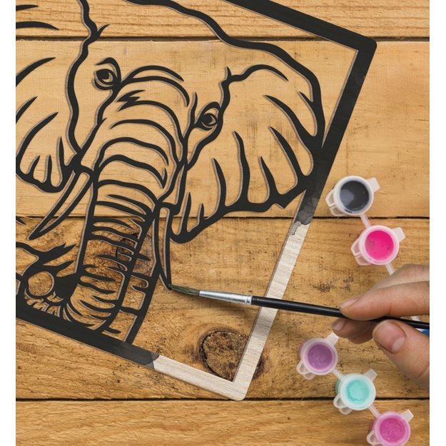 Splat Planet medinis 3D spalvinimo paveikslas, Dramblys 3