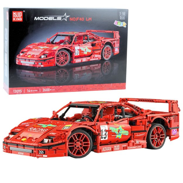 Construction Bricks Sports Car Racing Red 1:10 2688 pcs.