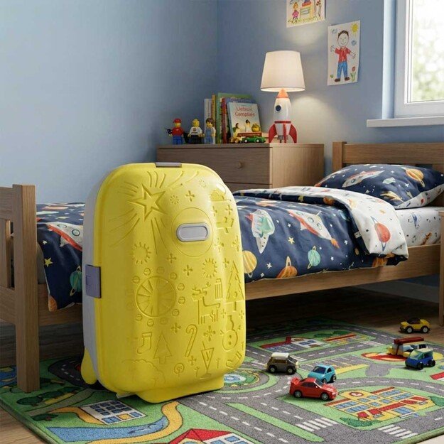 Vaikiškas kelioninis lagaminas ant ratukų rankinis bagažas geltonas