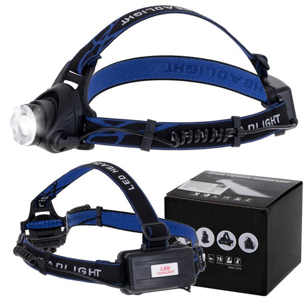 LED headlamp + 2 rechargeable batteries set