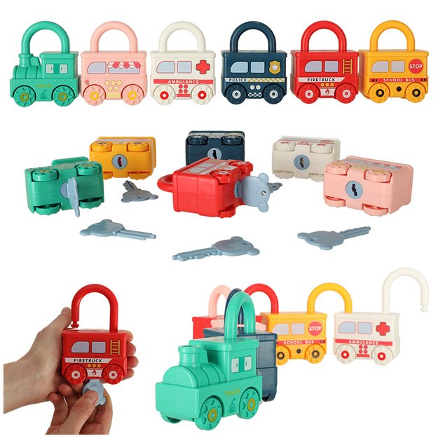 Train with unlockable locks, educational toy