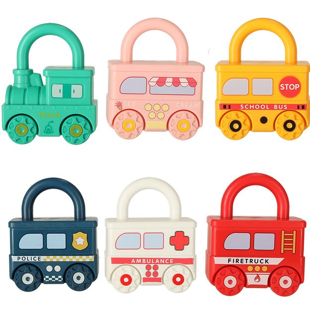 Train with unlockable locks, educational toy