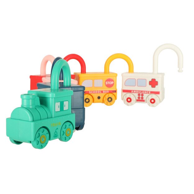 Train with unlockable locks, educational toy