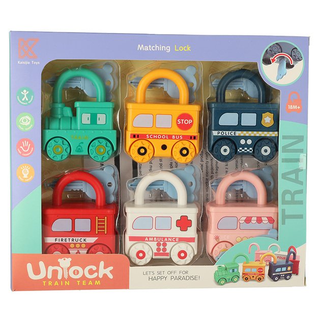 Train with unlockable locks, educational toy