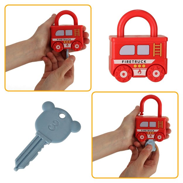 Train with unlockable locks, educational toy