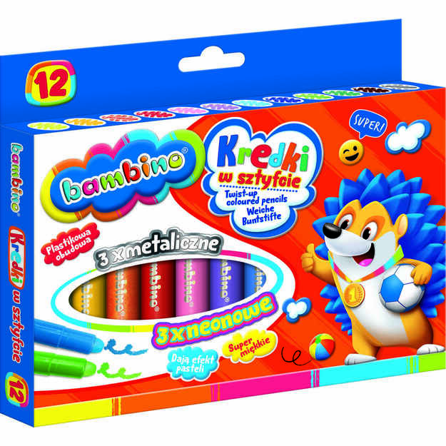 Colored crayons in 12 colors